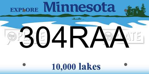 304RAA Minnesota License Plate