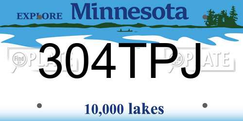 304TPJ Minnesota License Plate
