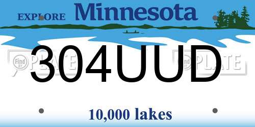 304UUD Minnesota License Plate