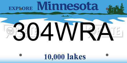 304WRA Minnesota License Plate