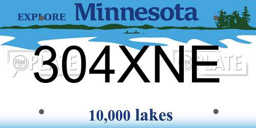 304XNE Minnesota License Plate