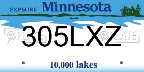305LXZ Minnesota License Plate
