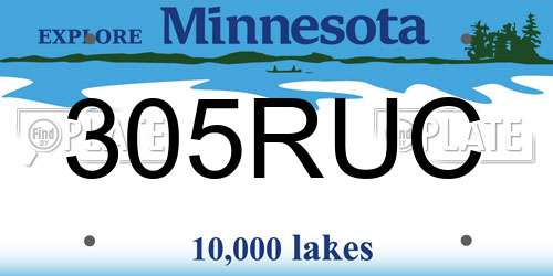 305RUC Minnesota License Plate