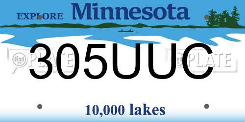 305UUC Minnesota License Plate