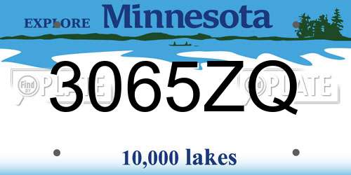 3065ZQ Minnesota License Plate
