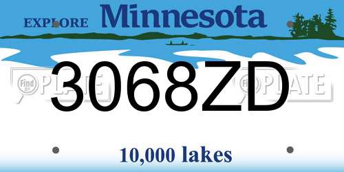 3068ZD Minnesota License Plate