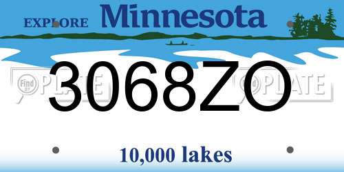 3068ZO Minnesota License Plate