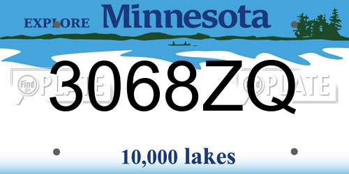 3068ZQ Minnesota License Plate