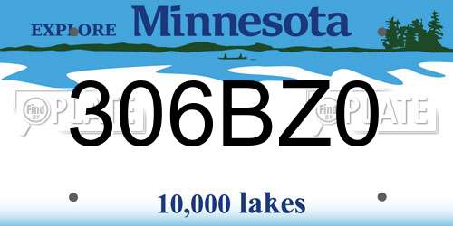 306BZ0 Minnesota License Plate