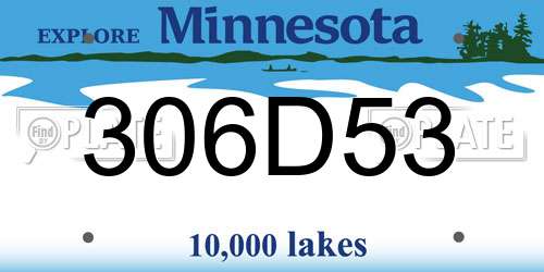 306D53 Minnesota License Plate