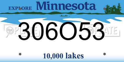 306O53 Minnesota License Plate