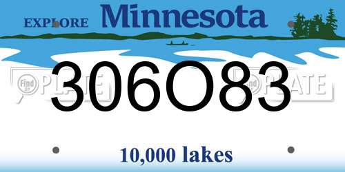 306O83 Minnesota License Plate