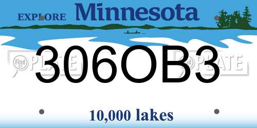 306OB3 Minnesota License Plate