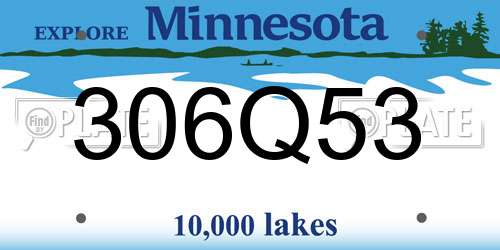 306Q53 Minnesota License Plate