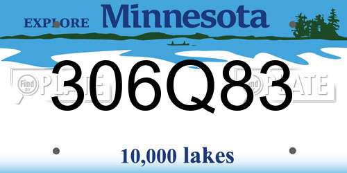 306Q83 Minnesota License Plate
