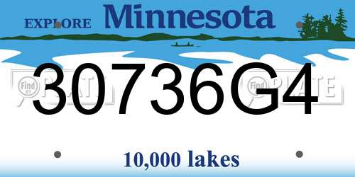 30736G4 Minnesota License Plate