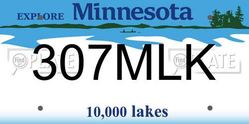 307MLK Minnesota License Plate