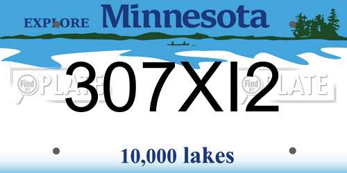 307XI2 Minnesota License Plate