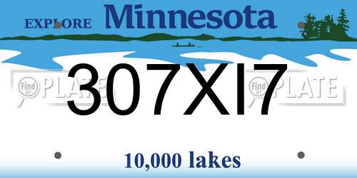 307XI7 Minnesota License Plate
