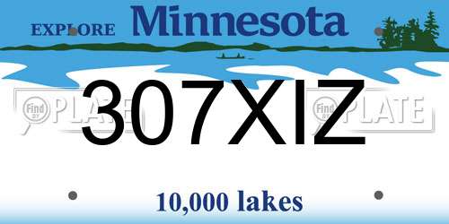 307XIZ Minnesota License Plate