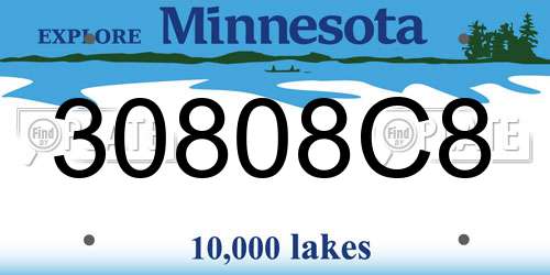 30808C8 Minnesota License Plate