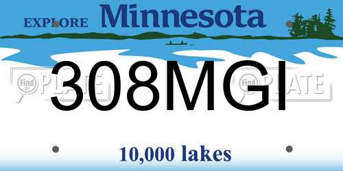 308MGI Minnesota License Plate