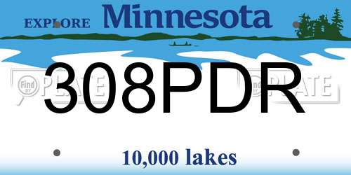 308PDR Minnesota License Plate