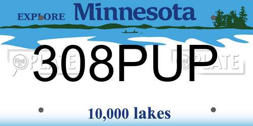 308PUP Minnesota License Plate