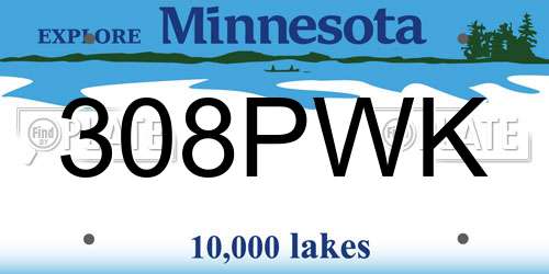 308PWK Minnesota License Plate
