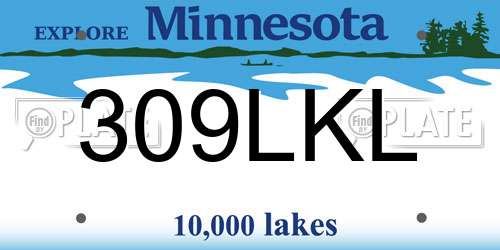 309LKL Minnesota License Plate