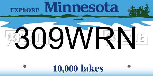 309WRN Minnesota License Plate