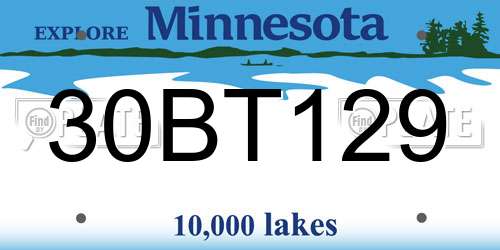 30BT129 Minnesota License Plate