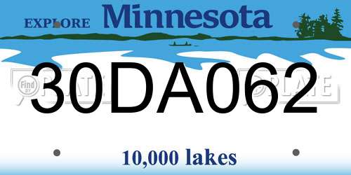 30DA062 Minnesota License Plate
