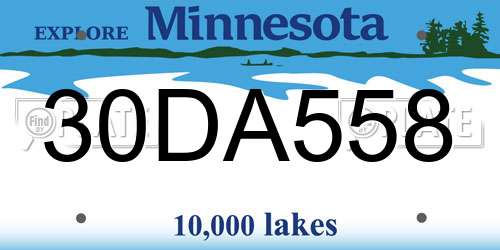30DA558 Minnesota License Plate