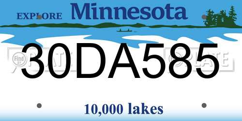 30DA585 Minnesota License Plate