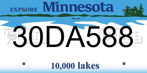 30DA588 Minnesota License Plate