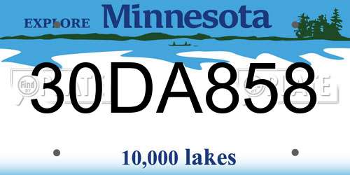 30DA858 Minnesota License Plate