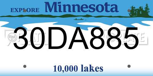 30DA885 Minnesota License Plate