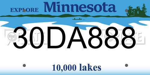 30DA888 Minnesota License Plate