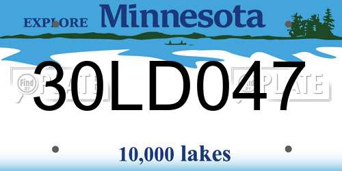 30LD047 Minnesota License Plate