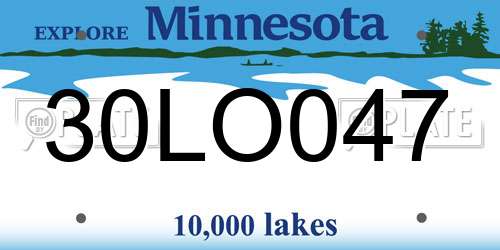 30LO047 Minnesota License Plate