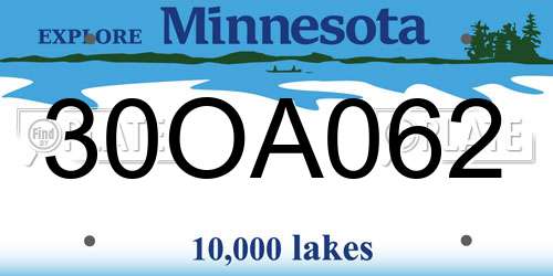 30OA062 Minnesota License Plate