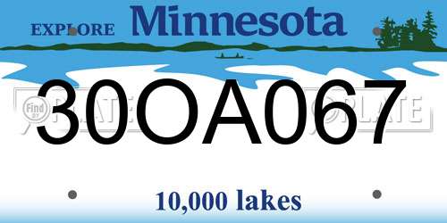 30OA067 Minnesota License Plate