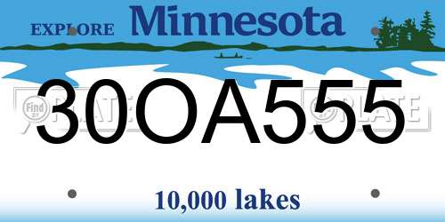 30OA555 Minnesota License Plate