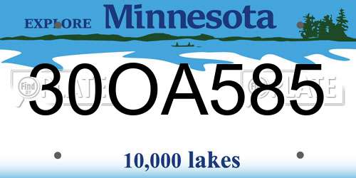 30OA585 Minnesota License Plate