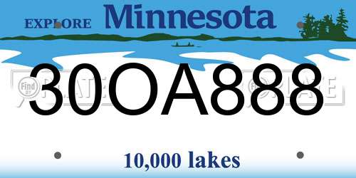 30OA888 Minnesota License Plate
