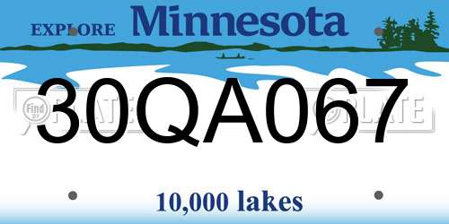 30QA067 Minnesota License Plate