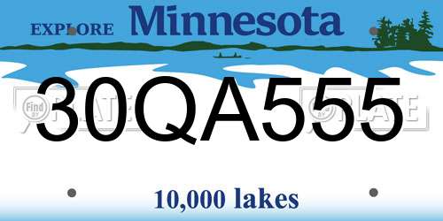 30QA555 Minnesota License Plate