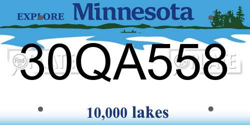 30QA558 Minnesota License Plate