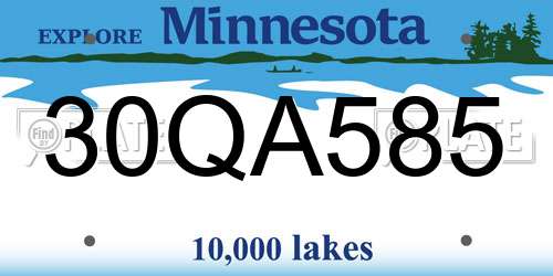 30QA585 Minnesota License Plate